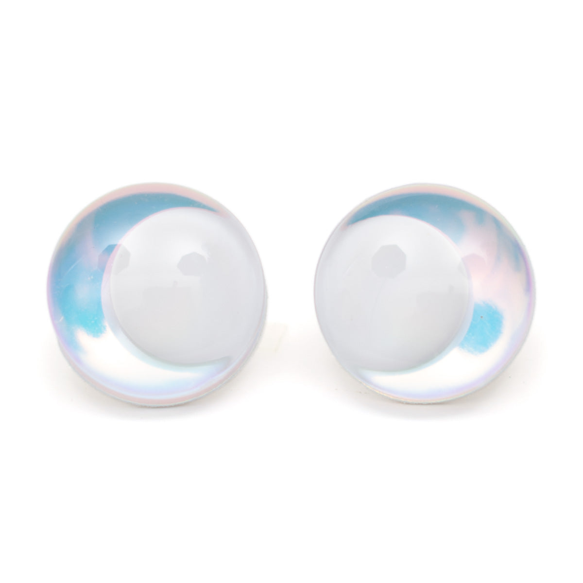 Off Center Säkerhetsöga Vit Pupill Chrome - Ljusblå