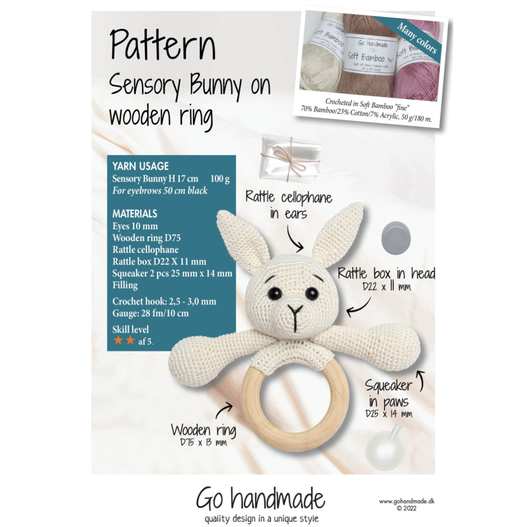 Sensory Bunny On Wooden Ring Mönster