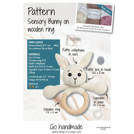 Sensory Bunny On Wooden Ring Mönster